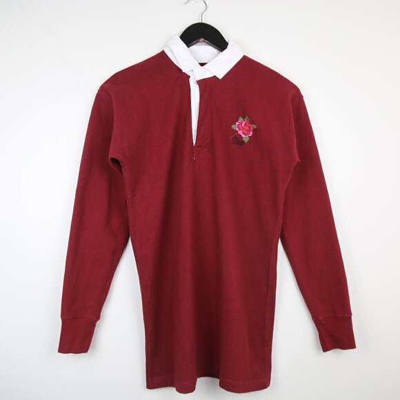 Aritzia Tna Covenham Long Sleeve T-shirt Embroidered Burgundy Red Size XS - Picture 6 of 13